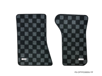 P2M Mazda 1986-90 FC3S RX-7 Checkered Race Floor Mats Dark Grey